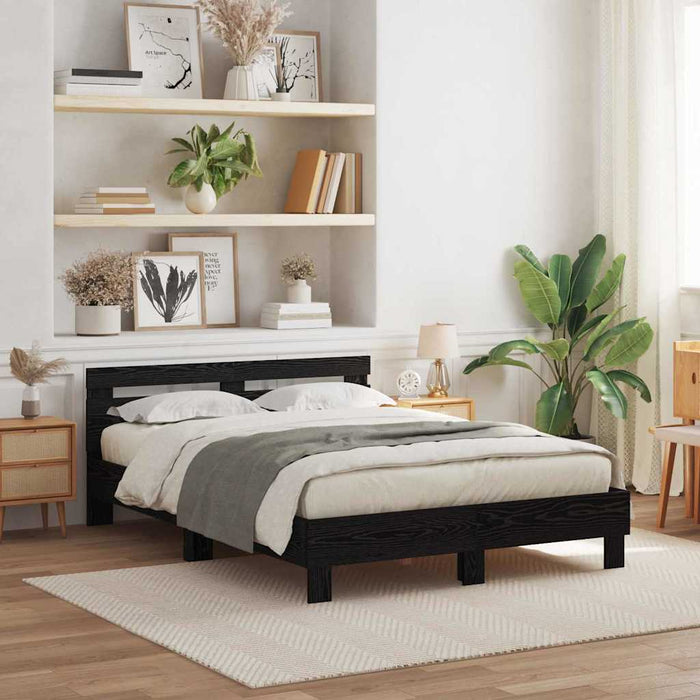 Cadru de pat Stejar Negru 140 x 200 cm Lemn prelucrat WALTI