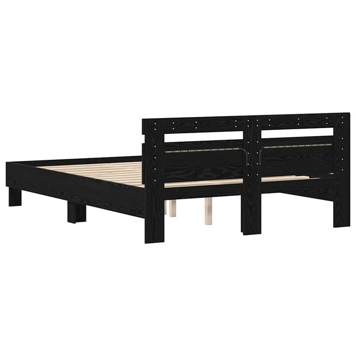 Cadru de pat Stejar Negru 140 x 200 cm Lemn prelucrat WALTI
