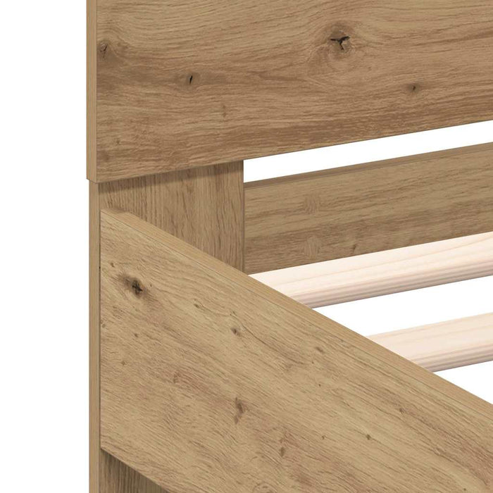 Cadru de pat Stejar Artizanal 140 x 190 cm Lemn prelucrat WALTI