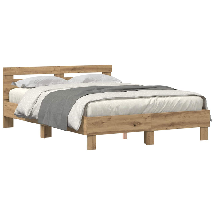 Cadru de pat Stejar Artizanal 140 x 190 cm Lemn prelucrat WALTI
