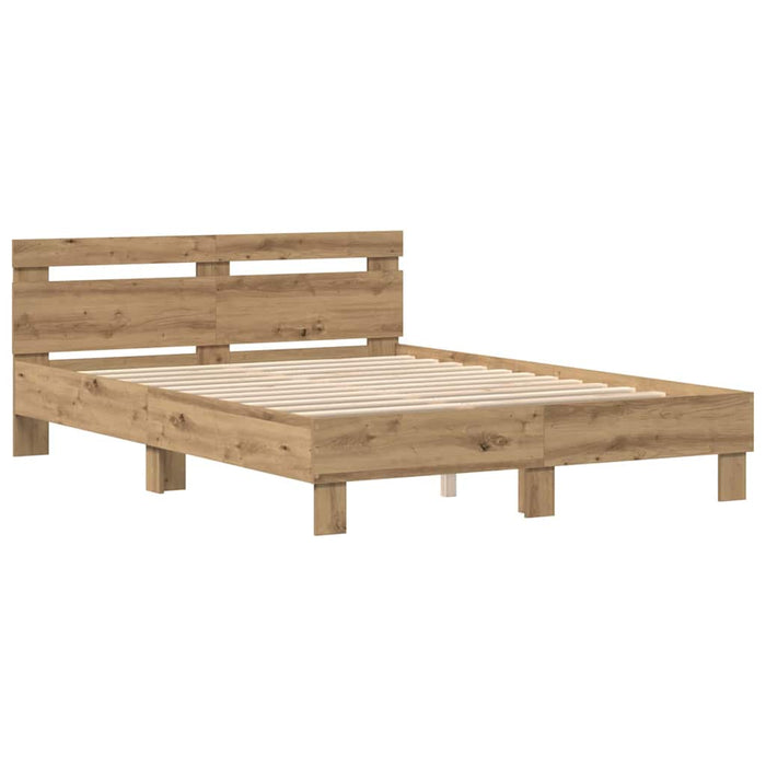 Cadru de pat Stejar Artizanal 140 x 190 cm Lemn prelucrat WALTI