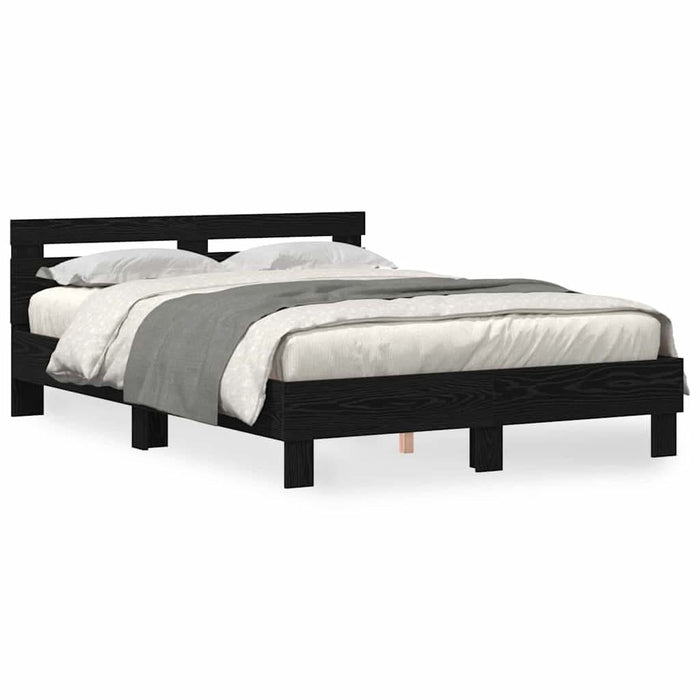 Cadru de pat Stejar negru 140 x 190 cm Lemn compozit - WALTI WALTI
