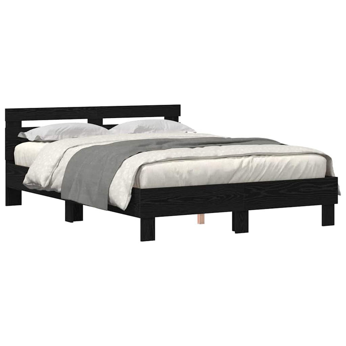Cadru de pat Stejar negru 140 x 190 cm Lemn compozit - WALTI WALTI