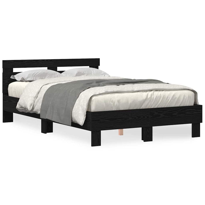 Cadru de pat Stejar negru 135 x 190 cm Lemn compozit - WALTI WALTI