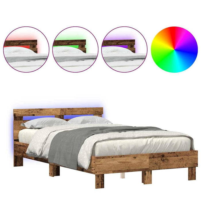 Cadru de pat cu headboard Lemn vechi 120 x 190 cm Lemn compozit - WALTI WALTI