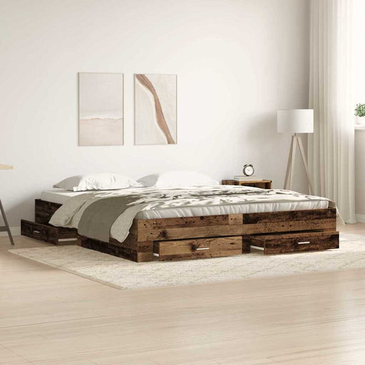Cadru de pat cu sertar Lemn Vechi 180 x 200 cm Lemn prelucrat - WALTI WALTI