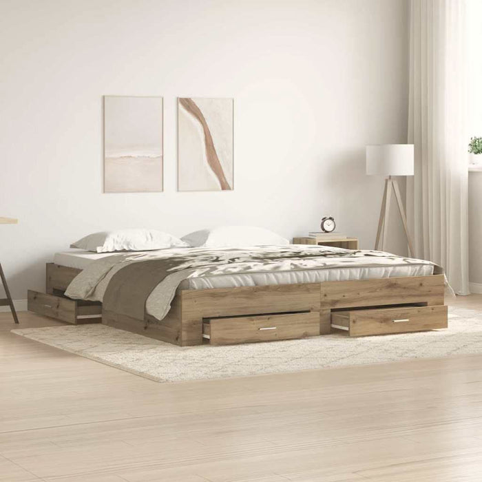 Cadru de pat cu sertare cu sertar stejar artizanal 180 x 200 cm - WALTI WALTI
