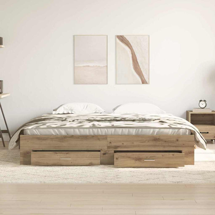 Cadru de pat cu sertare cu sertar stejar artizanal 180 x 200 cm - WALTI WALTI