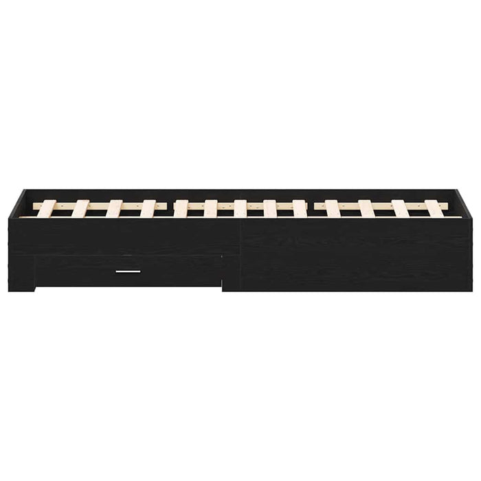 Cadru de pat cu sertare Stejar negru 160 x 200 cm Lemn compozit - WALTI WALTI