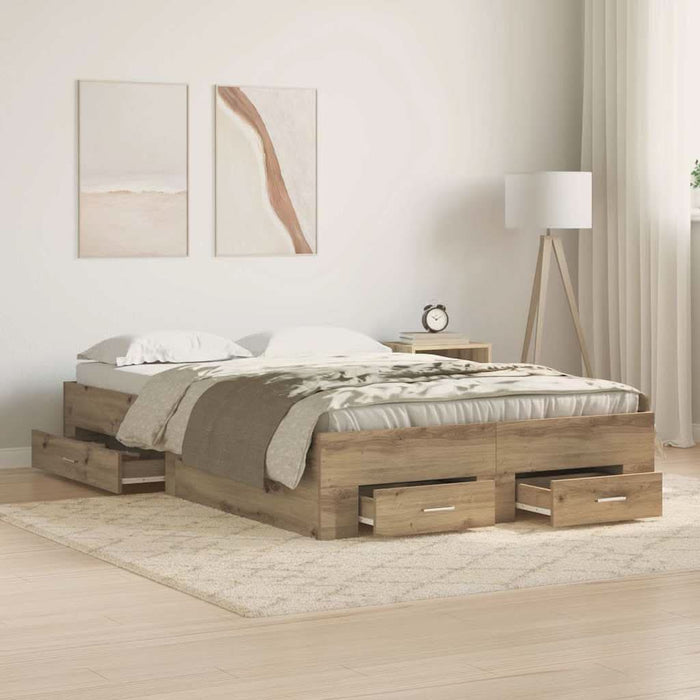 Cadru de pat cu sertare cu sertar stejar artizanal 120 x 200 cm - WALTI WALTI