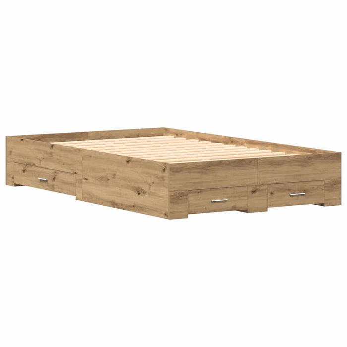 Cadru de pat cu sertare cu sertar stejar artizanal 120 x 200 cm - WALTI WALTI