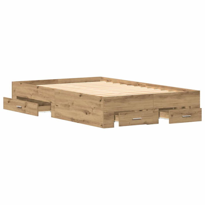 Cadru de pat cu sertare cu sertar stejar artizanal 120 x 200 cm - WALTI WALTI
