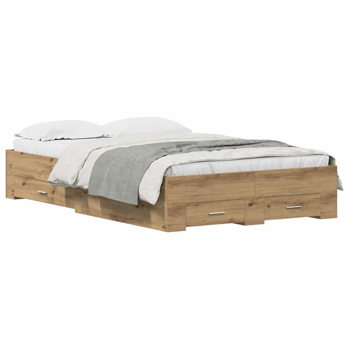 Cadru de pat cu sertare cu sertar stejar artizanal 120 x 200 cm - WALTI WALTI