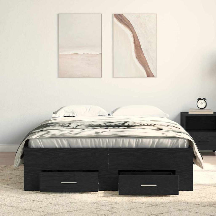 Cadru de pat cu sertare Stejar negru 120 x 200 cm Lemn compozit - WALTI WALTI