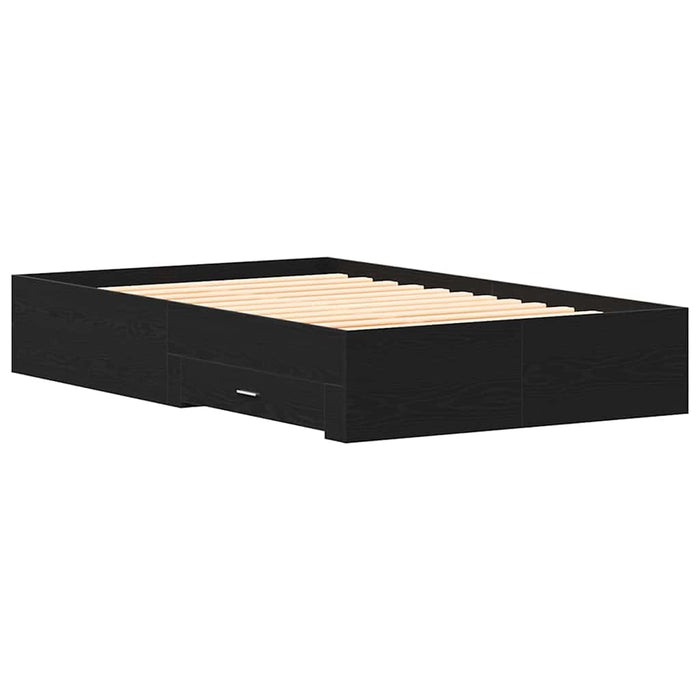 Cadru de pat cu sertare Stejar negru 120 x 200 cm Lemn compozit - WALTI WALTI