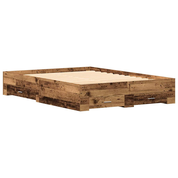 Cadru de pat cu sertare Lemn vechi 140 x 190 cm Lemn compozit - WALTI WALTI