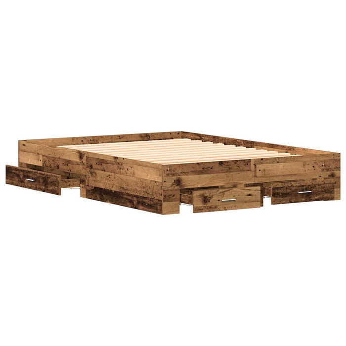 Cadru de pat cu sertare Lemn vechi 140 x 190 cm Lemn compozit - WALTI WALTI