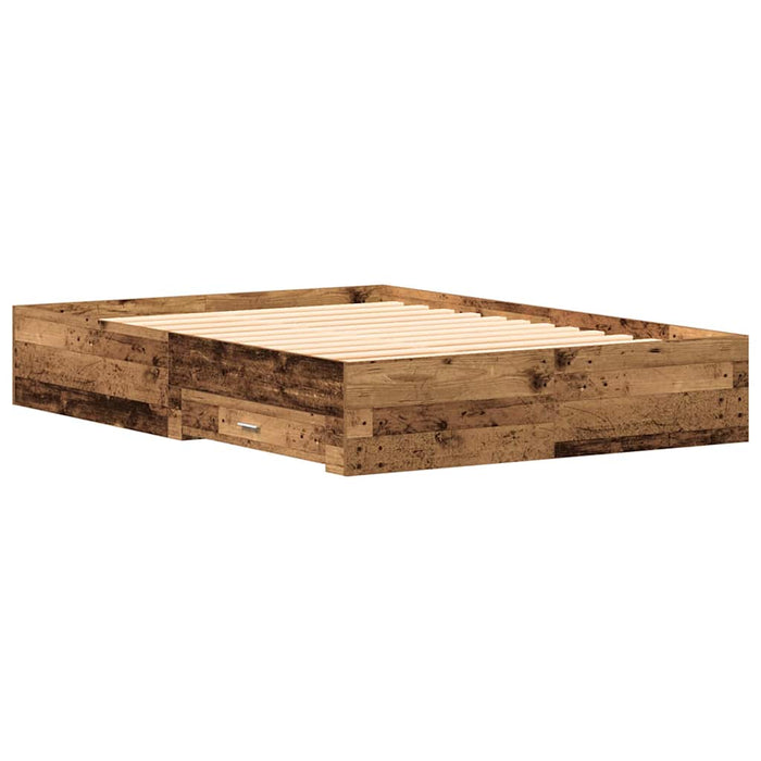 Cadru de pat cu sertare Lemn vechi 140 x 190 cm Lemn compozit - WALTI WALTI