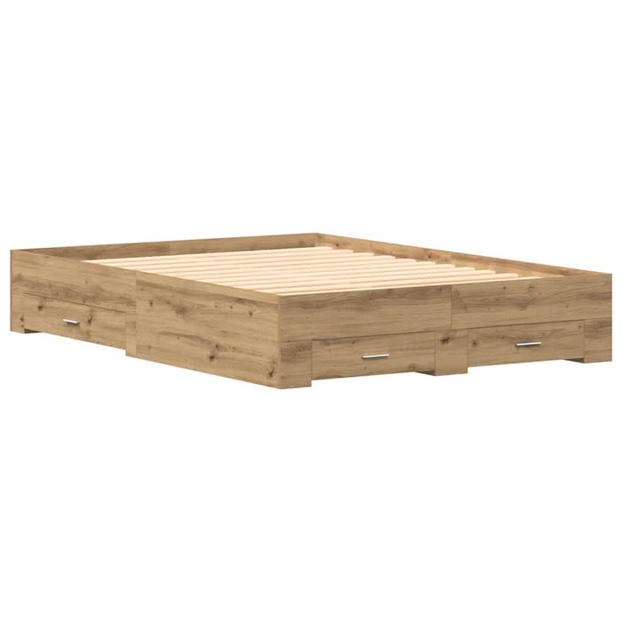 Cadru de pat cu sertare cu sertar stejar artizanal 140 x 190 cm - WALTI WALTI