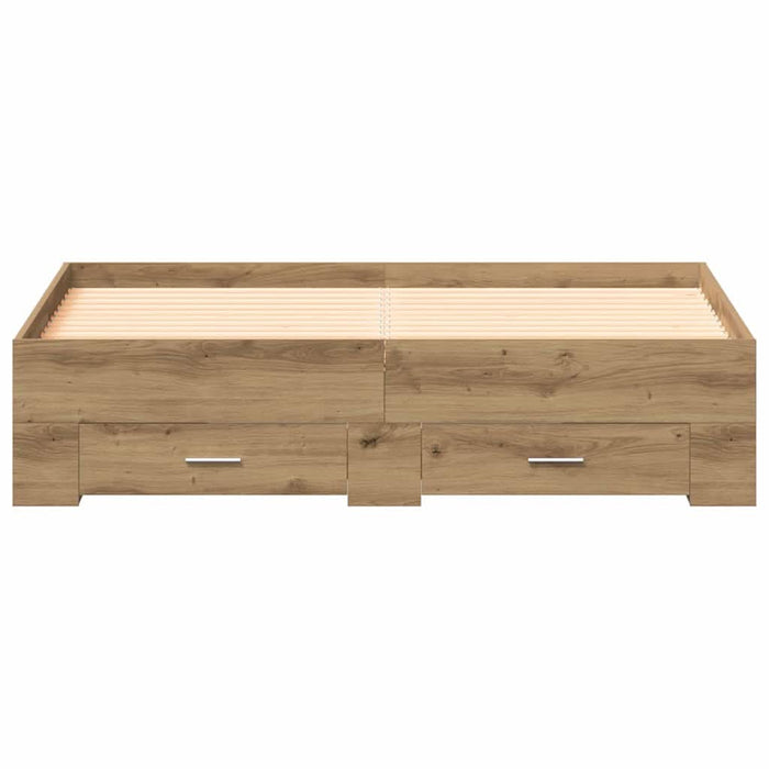 Cadru de pat cu sertare cu sertar stejar artizanal 140 x 190 cm - WALTI WALTI