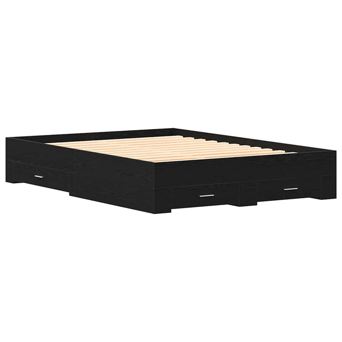 Cadru de pat cu sertare Stejar negru 140 x 190 cm Lemn compozit - WALTI WALTI