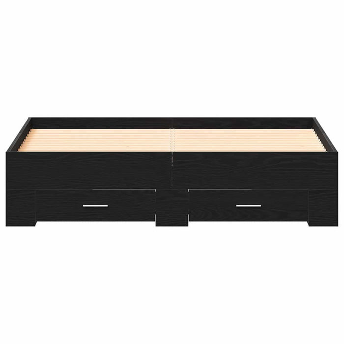 Cadru de pat cu sertare Stejar negru 140 x 190 cm Lemn compozit - WALTI WALTI