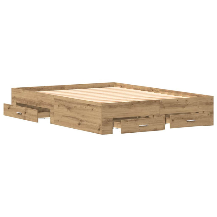 Cadru de pat cu sertare cu sertar stejar artizanal 135 x 190 cm - WALTI WALTI