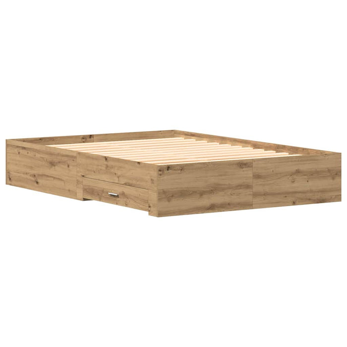 Cadru de pat cu sertare cu sertar stejar artizanal 135 x 190 cm - WALTI WALTI