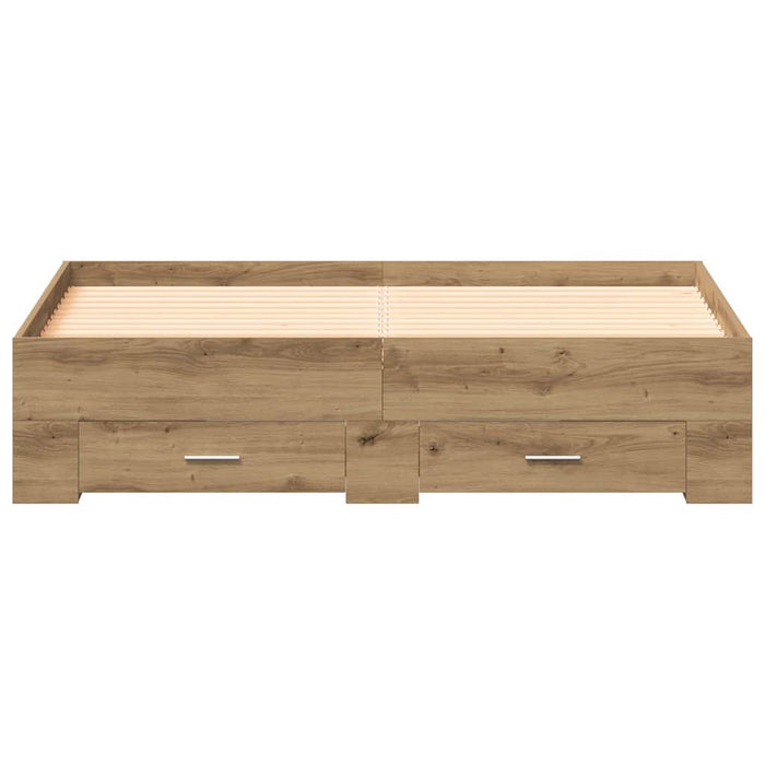 Cadru de pat cu sertare cu sertar stejar artizanal 135 x 190 cm - WALTI WALTI