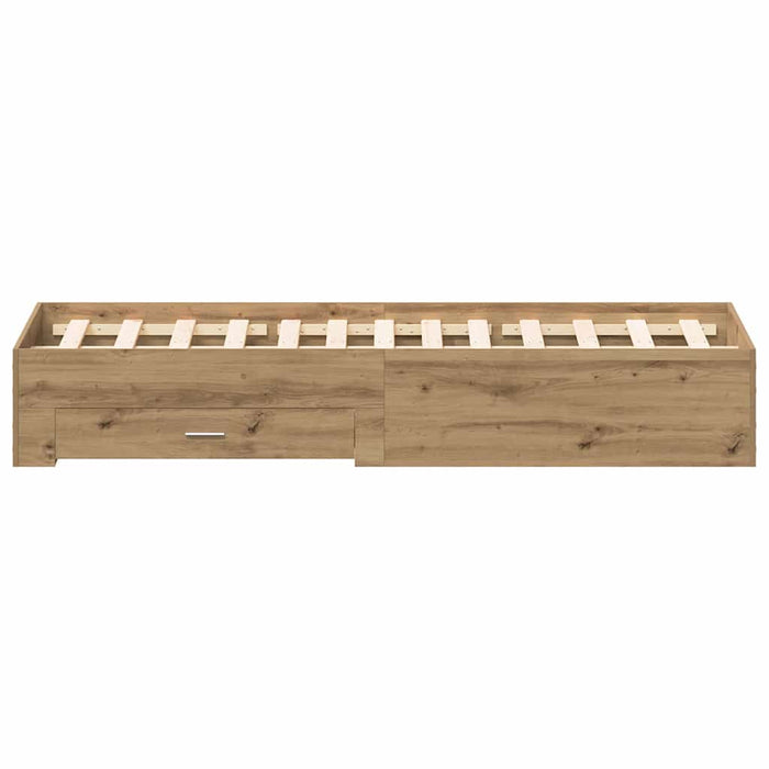Cadru de pat cu sertare cu sertar stejar artizanal 135 x 190 cm - WALTI WALTI