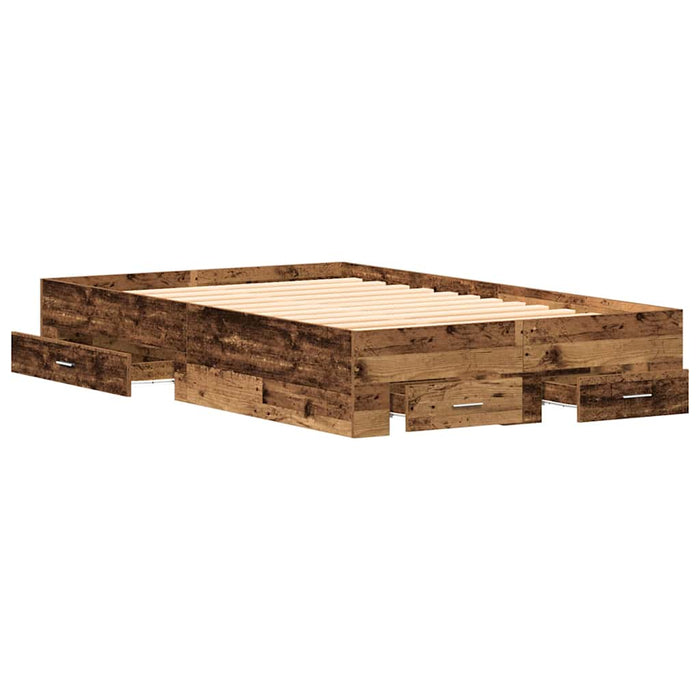 Cadru de pat cu sertare Lemn vechi 120 x 190 cm Lemn compozit - WALTI WALTI