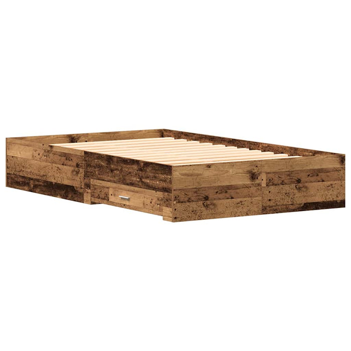 Cadru de pat cu sertare Lemn vechi 120 x 190 cm Lemn compozit - WALTI WALTI
