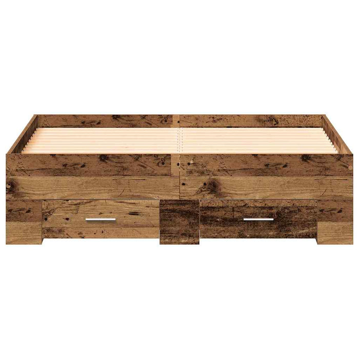 Cadru de pat cu sertare Lemn vechi 120 x 190 cm Lemn compozit - WALTI WALTI