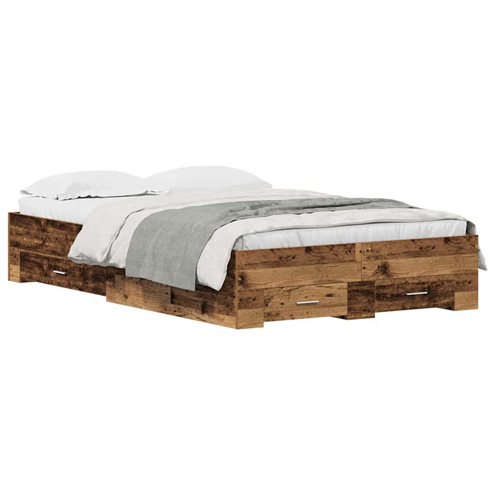 Cadru de pat cu sertare Lemn vechi 120 x 190 cm Lemn compozit - WALTI WALTI