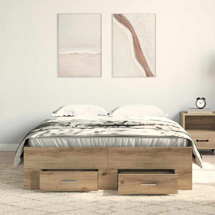 Cadru de pat cu sertare cu sertar stejar artizanal 120 x 190 cm - WALTI WALTI