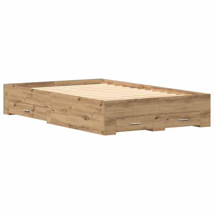 Cadru de pat cu sertare cu sertar stejar artizanal 120 x 190 cm - WALTI WALTI