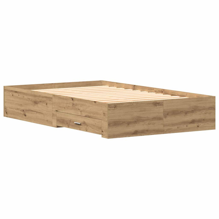 Cadru de pat cu sertare cu sertar stejar artizanal 120 x 190 cm - WALTI WALTI