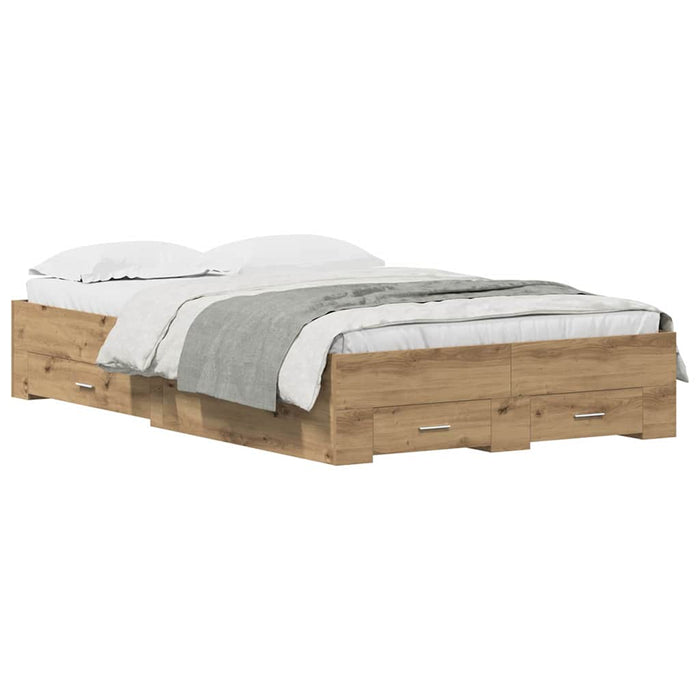 Cadru de pat cu sertare cu sertar stejar artizanal 120 x 190 cm - WALTI WALTI