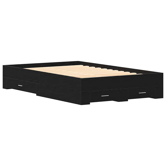 Cadru de pat cu sertare Stejar negru 120 x 190 cm Lemn compozit - WALTI WALTI