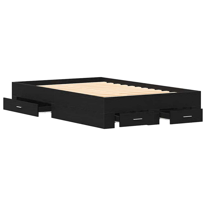 Cadru de pat cu sertare Stejar negru 120 x 190 cm Lemn compozit - WALTI WALTI