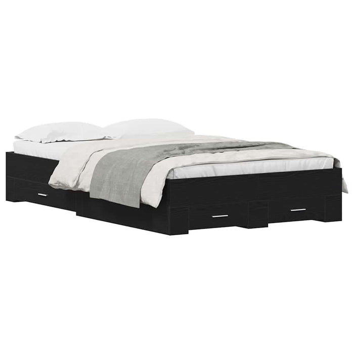 Cadru de pat cu sertare Stejar negru 120 x 190 cm Lemn compozit - WALTI WALTI