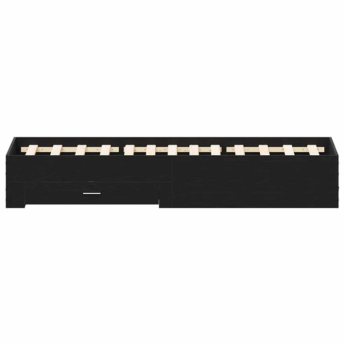 Cadru de pat cu sertare Stejar negru 120 x 190 cm Lemn compozit - WALTI WALTI