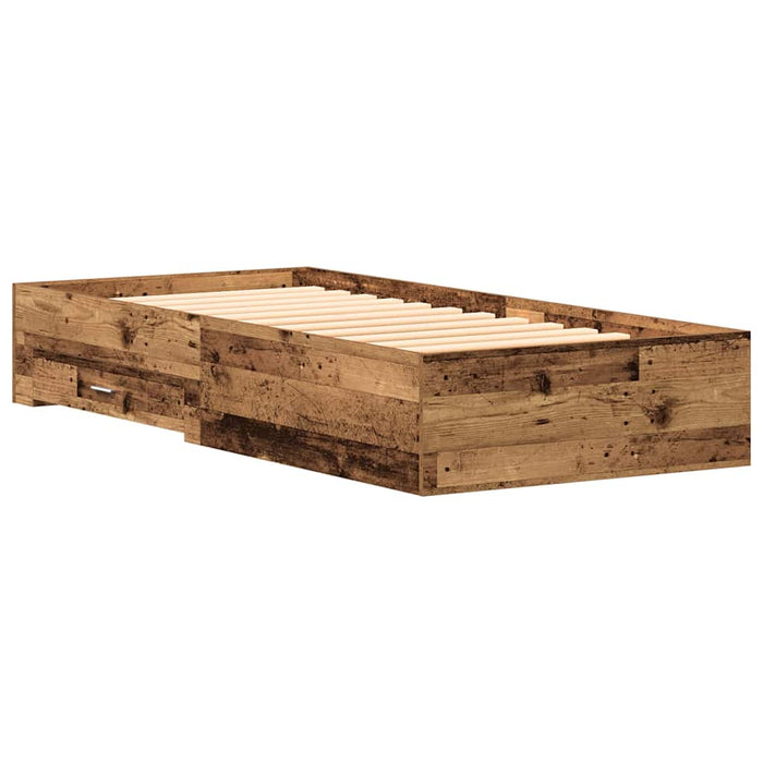 Cadru de pat cu sertare Lemn vechi 100 x 200 cm Lemn compozit - WALTI WALTI