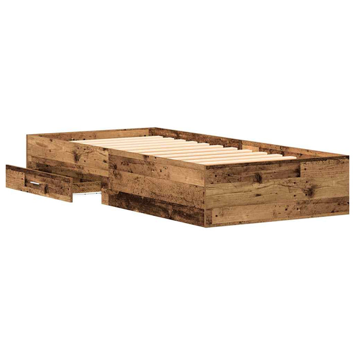 Cadru de pat cu sertare Lemn vechi 100 x 200 cm Lemn compozit - WALTI WALTI