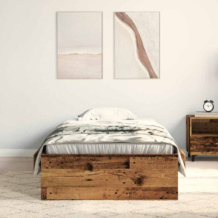 Cadru de pat cu sertare Lemn vechi 90 x 200 cm Lemn compozit - WALTI WALTI