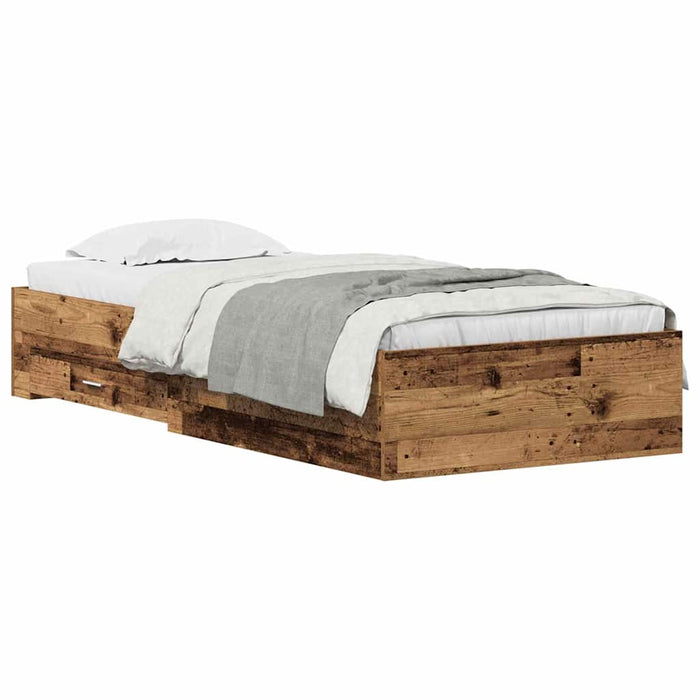 Cadru de pat cu sertare Lemn vechi 90 x 200 cm Lemn compozit - WALTI WALTI