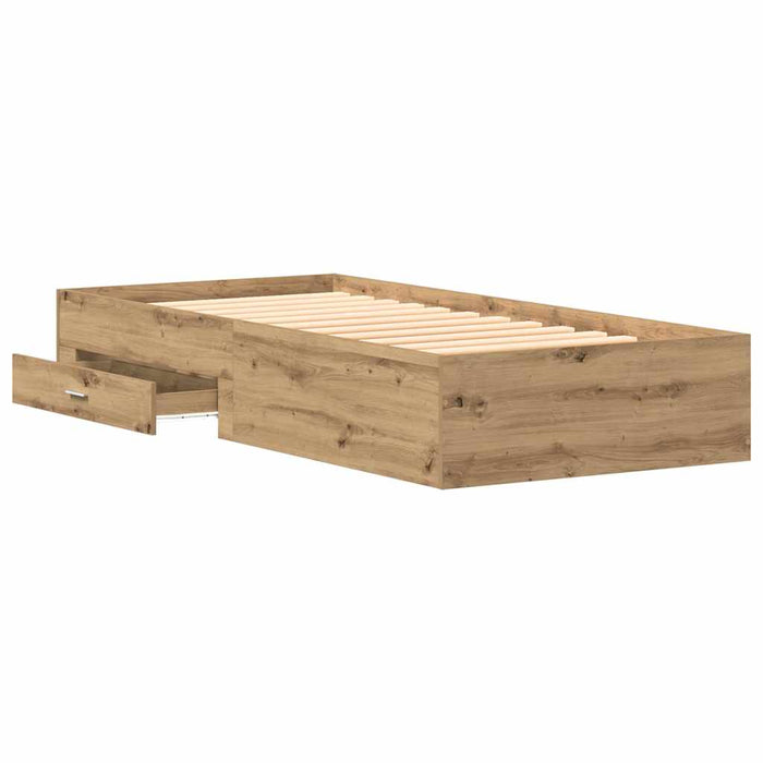 Cadru de pat cu sertare cu sertar stejar artizanal 90 x 200 cm - WALTI WALTI