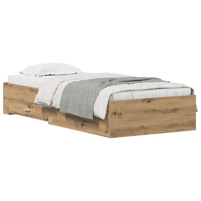 Cadru de pat cu sertare cu sertar stejar artizanal 90 x 200 cm - WALTI WALTI