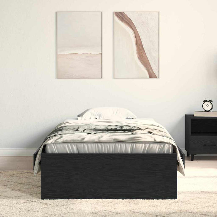 Cadru de pat cu sertare Stejar negru 90 x 200 cm Lemn compozit - WALTI WALTI
