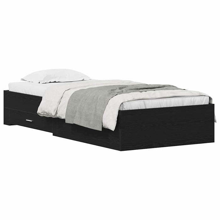 Cadru de pat cu sertare Stejar negru 90 x 200 cm Lemn compozit - WALTI WALTI